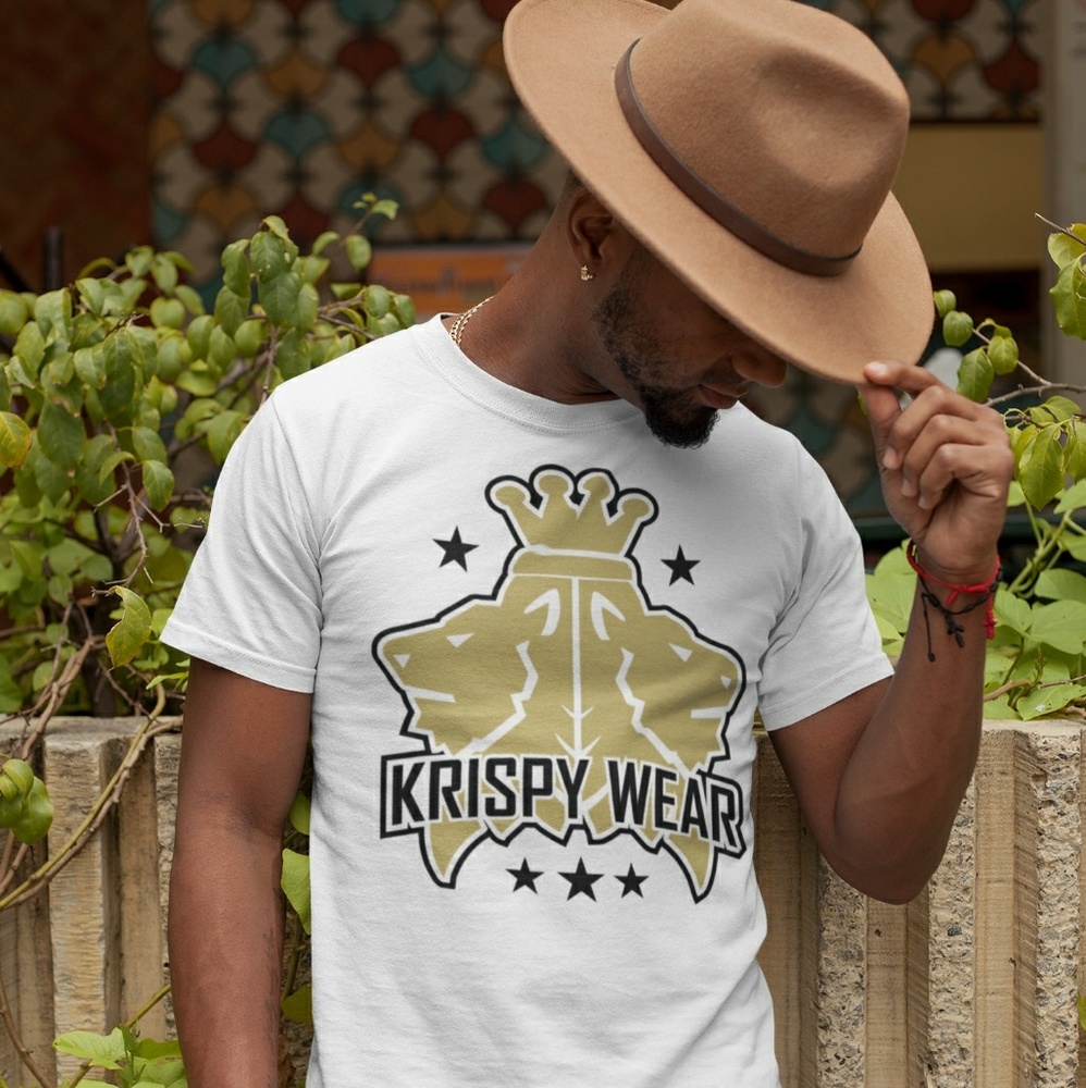 Krispy Wear "Twin Lion Logo" white crewneck tshirt